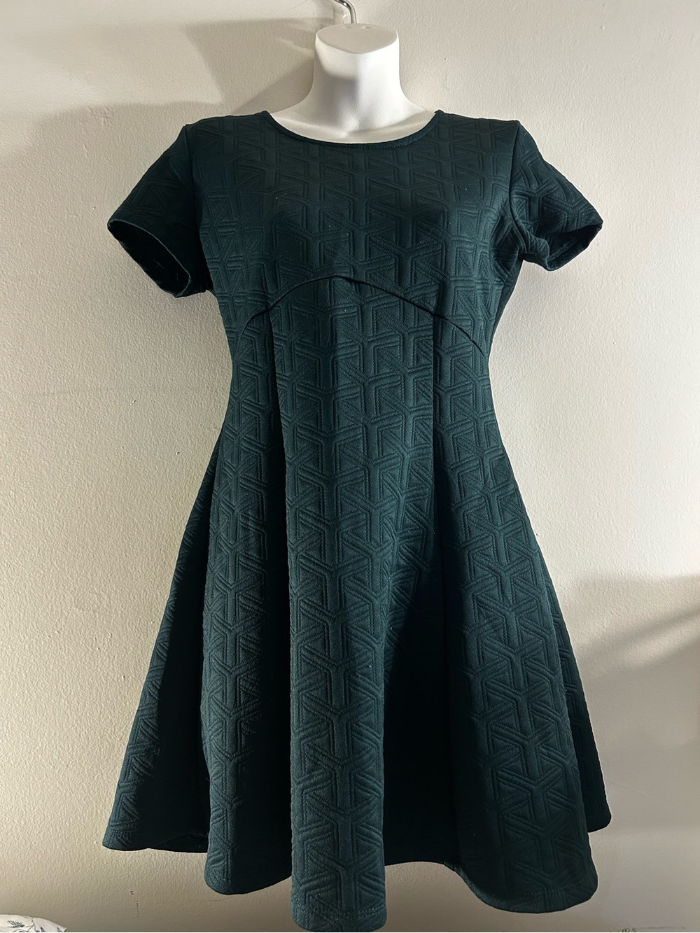 Romeo + Juliet Couture Dark Green Textured Fit & Flare Dress Size S